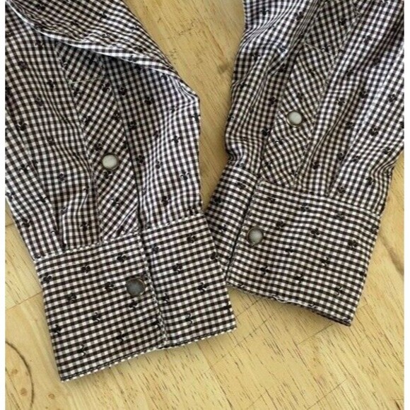 White Diamonds Boots Long Sleeve Snap Shirt Brown Western Wear MEDIUM - Picture 6 of 8